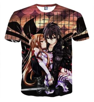 T Shirt Sword Art Online Kirito Asuna Rescue