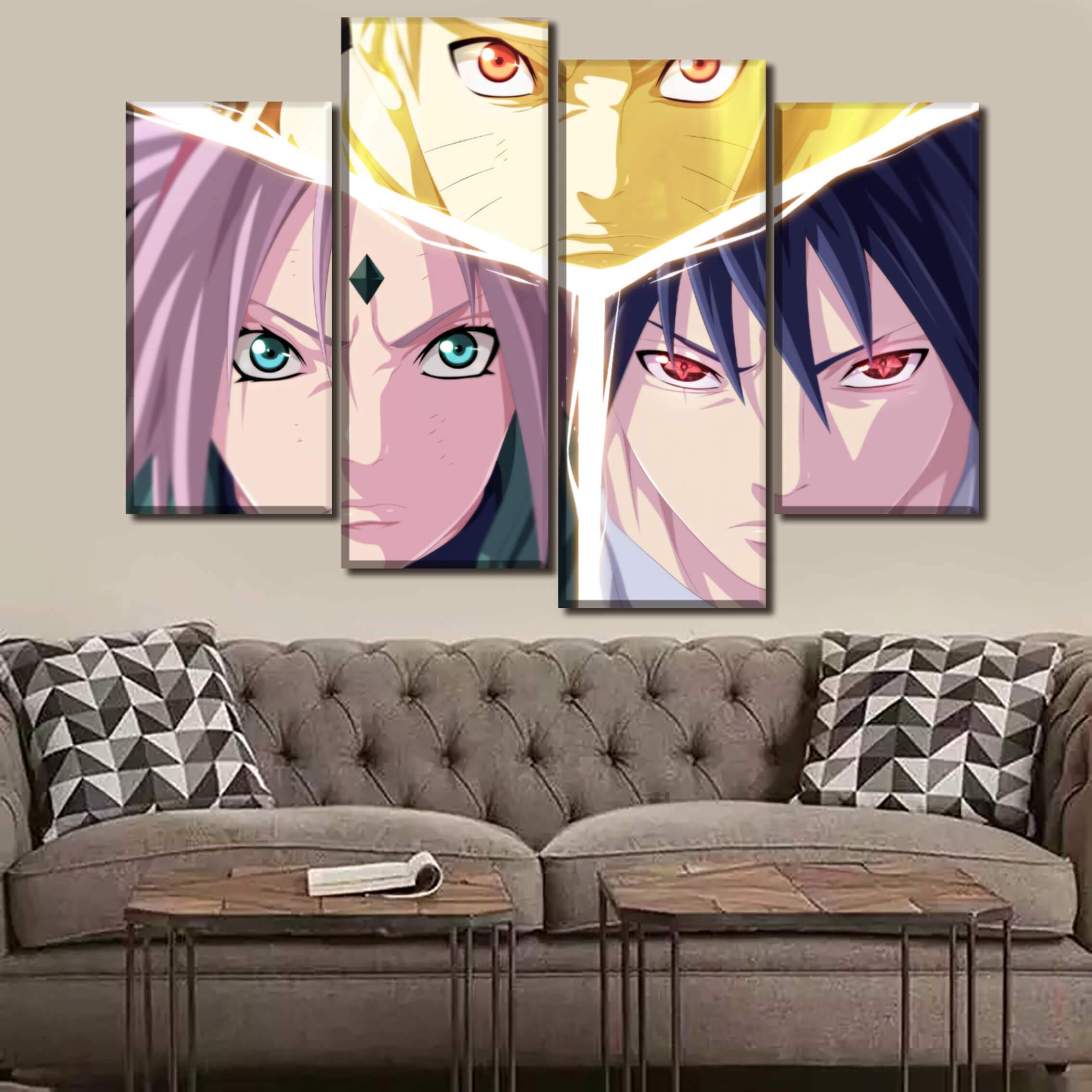 Tableau en 5 pièces Naruto Team 7 Bataille Tableau en 5 pièces Naruto Team 7 Bataille