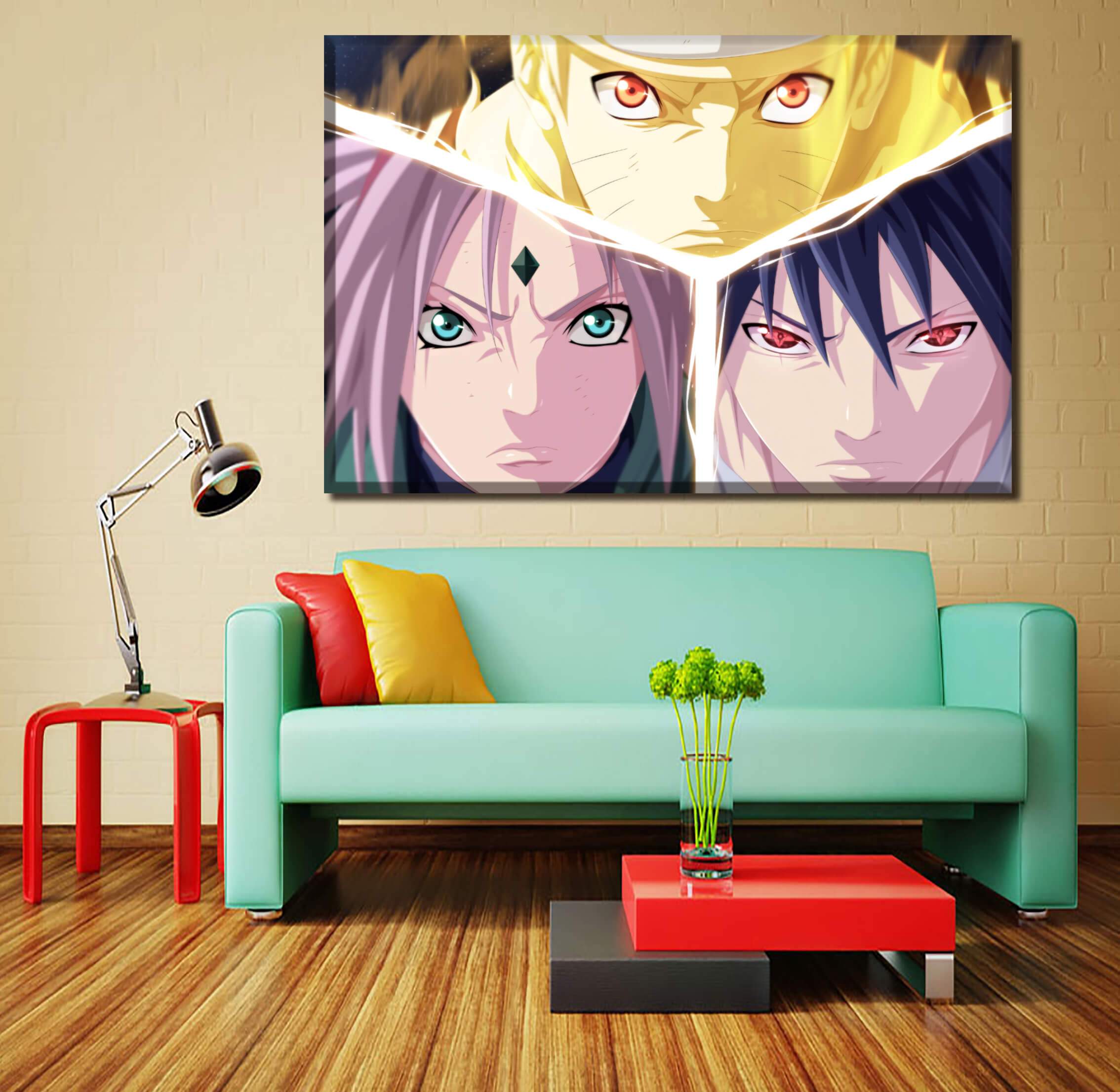 Tableau en 5 pièces Naruto Team 7 Bataille Tableau en 5 pièces Naruto Team 7 Bataille