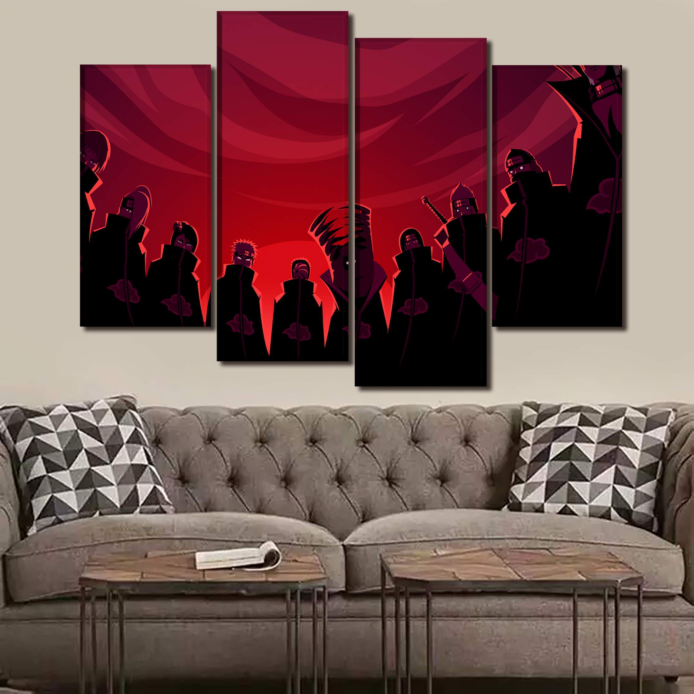 Tableau en 5 pièces Naruto Akatsuki Tableau en 5 pièces Naruto Akatsuki
