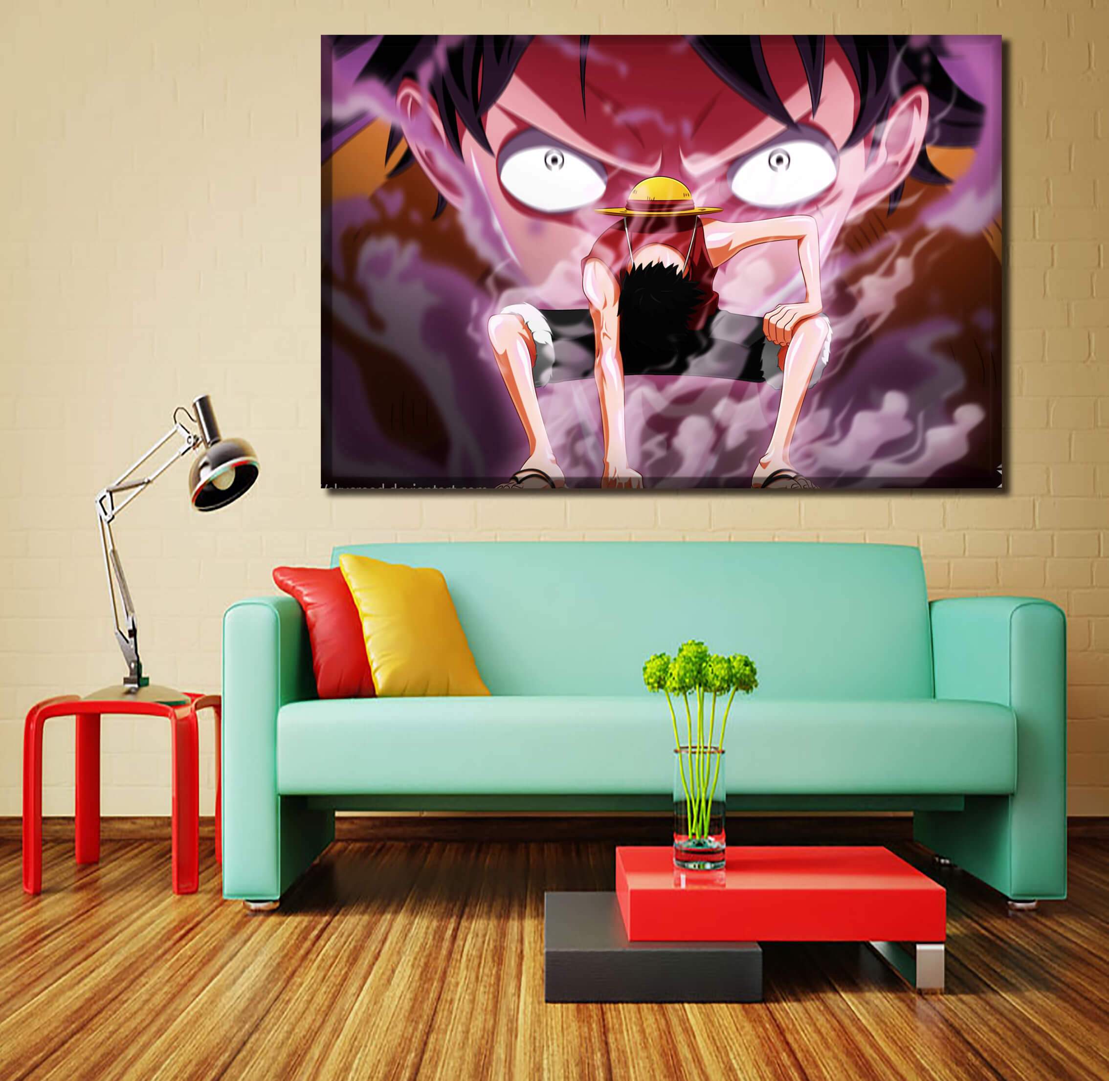 Tableau en 5 pièces One Piece Luffy Gear Second Tableau en 5 pièces One Piece Luffy Gear Second