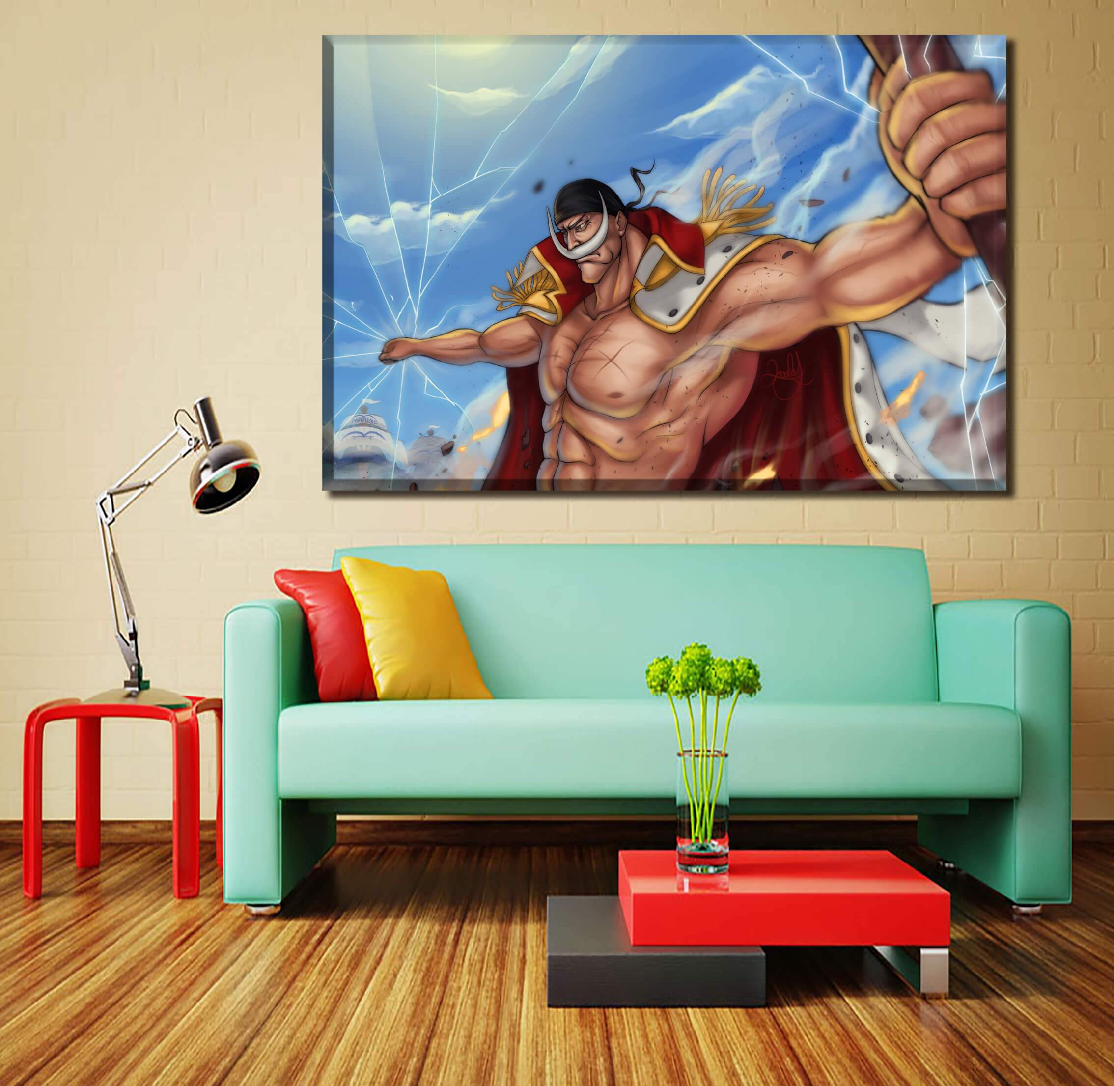 Tableau en 5 pièces One Piece Barbe Blanche Attack Tableau en 5 pièces One Piece Barbe Blanche Attack